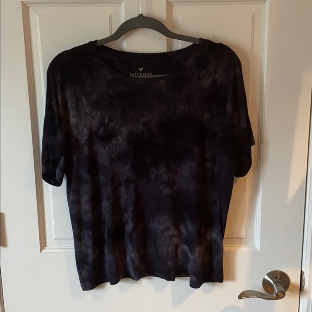 American Eagle Black Tie-Dye Shirt